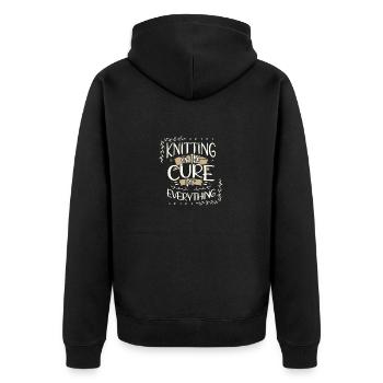 Stricker Geschenk Stricken ist das Heilmittel für alles - Unisex Premium Bio Zip Hoodie - Schwarz - Hinten - Nico (187cm)