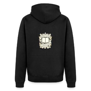Scrapbooking Erinnerungen eine Seite nach der anderen bewahren - Unisex Premium Bio Zip Hoodie - Schwarz - Hinten - Nico (187cm)
