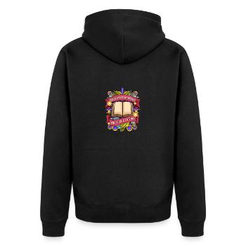 Scrapbooking Erinnerungen eine Seite nach der anderen bewahren - Unisex Premium Bio Zip Hoodie - Schwarz - Hinten - Nico (187cm)