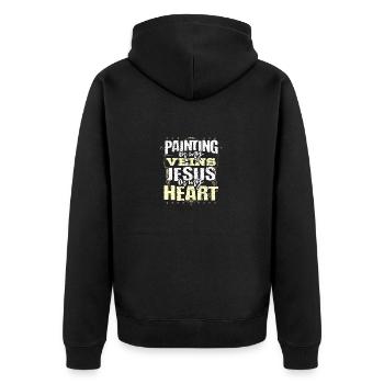 Maler Geschenke Malerei in meinen Adern Jesus ist in meinem - Unisex Premium Bio Zip Hoodie - Schwarz - Hinten - Nico (187cm)
