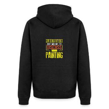 Maler Geschenk introvertiert bereit zu diskutieren - Unisex Premium Bio Zip Hoodie - Schwarz - Hinten - Nico (187cm)