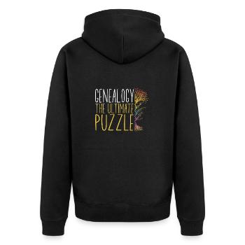 Genealogie Ahnenforschung Ahnenforscher - Unisex Premium Bio Zip Hoodie - Schwarz - Hinten - Nico (187cm)