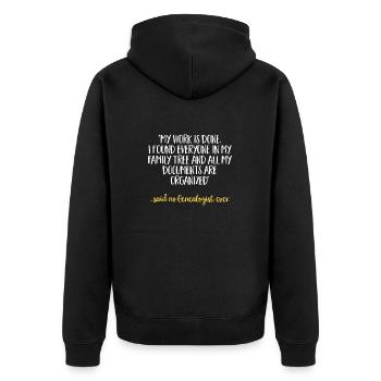 Genealogie Ahnenforschung Ahnenforscher - Unisex Premium Bio Zip Hoodie - Schwarz - Hinten - Nico (187cm)