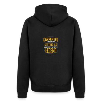 Zimmermann, der nicht alt wird, wird zur Legende - Unisex Premium Bio Zip Hoodie - Schwarz - Hinten - Nico (187cm)
