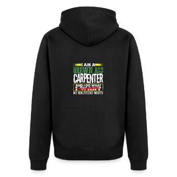 Zimmermann Freund gewachsener Zimmermann tun was - Unisex Premium Bio Zip Hoodie - Schwarz - Hinten - Nico (187cm)