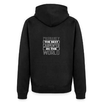 Schreinergeschenke Wahrscheinlich bester Tischler in der - Unisex Premium Bio Zip Hoodie - Schwarz - Hinten - Nico (187cm)