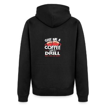 Cadeau de menuisier Donnez-moi du café et percez Soyez heureux - Veste à capuche bio Premium Unisexe - noir - Dos - Nico (187cm)