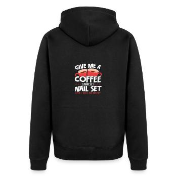 Cadeau de travail du bois Donnez-moi un ensemble de café et d’ongles - Veste à capuche bio Premium Unisexe - noir - Dos - Nico (187cm)