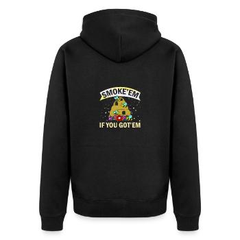 Beekeeper Gift Smoke 'em If You Got 'em Beekeeping - Unisex Premium Organic Zip Hoodie - black - Back - Nico (187cm)