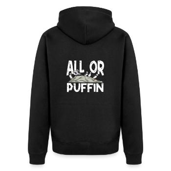 Papageientaucher Puffin Alkenvögel Lunde - Unisex Premium Bio Zip Hoodie - Schwarz - Hinten - Nico (187cm)