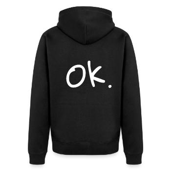 ok. - Unisex Premium Bio Zip Hoodie - Schwarz - Hinten - Nico (187cm)