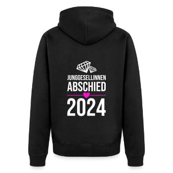 Malle 2024 - Unisex Premium Bio Zip Hoodie - Schwarz - Hinten - Nico (187cm)