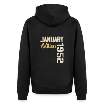 Geburtstagsgeschenk geboren im Januar 1952 - 1952 - Unisex Premium Bio Zip Hoodie - Schwarz - Hinten - Nico (187cm)