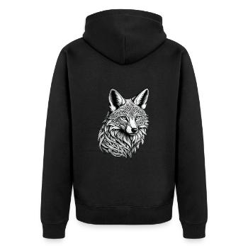 Keltischer Fuchs - Unisex Premium Bio Zip Hoodie - Schwarz - Hinten - Nico (187cm)