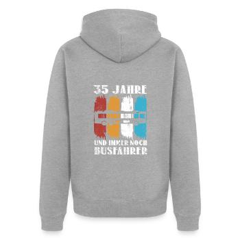 Busfahrer Busfahren Beruf 35 Geburtstag Spruch - Unisex Premium Bio Zip Hoodie - Grau meliert - Hinten - Nico (187cm)