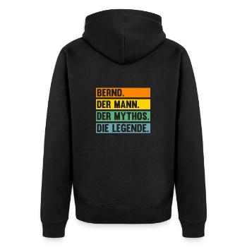 Bernd - Unisex Premium Bio Zip Hoodie - Schwarz - Hinten - Nico (187cm)