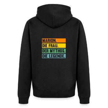 Marion - Unisex Premium Bio Zip Hoodie - Schwarz - Hinten - Nico (187cm)