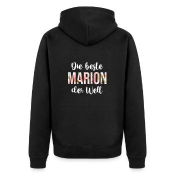 Marion - Unisex Premium Bio Zip Hoodie - Schwarz - Hinten - Nico (187cm)