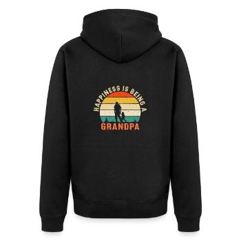 Happiness Is Being A Grandpa - Unisex Premium Organic Zip Hoodie - black - Back - Nico (187cm)