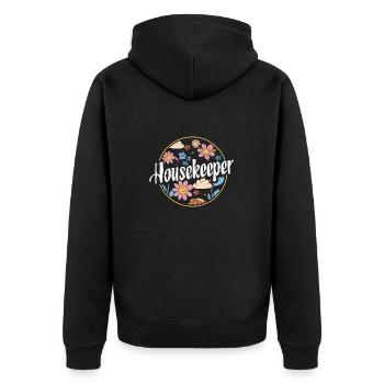 Domestic help, cleaner, housekeeper - Unisex Premium Organic Zip Hoodie - black - Back - Nico (187cm)