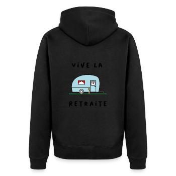 RETRAITE. RETRAITE. RETRAITEE. RETRAITE - Veste à capuche bio Premium Unisexe - noir - Dos - Nico (187cm)