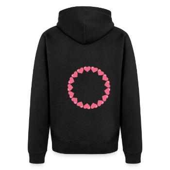 Herz Kreis Symbole - Unisex Premium Bio Zip Hoodie - Schwarz - Hinten - Nico (187cm)