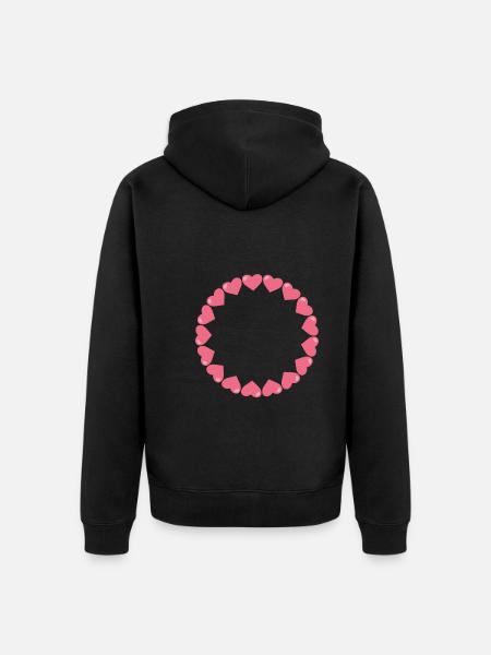 Heart Circle Symbols - Unisex Premium Organic Zip Hoodie - black
