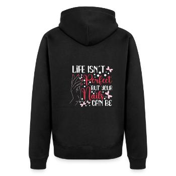 Nail Tech Nail Technician Manicurist Nails Artist - Unisex Premium Bio Zip Hoodie - Schwarz - Hinten - Nico (187cm)