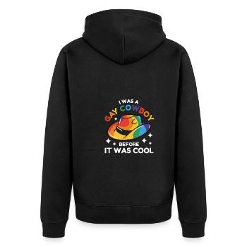 Cowboy Barn Bull Rider Rodeo Country Western - Unisex Premium Bio Zip Hoodie - Schwarz - Hinten - Nico (187cm)