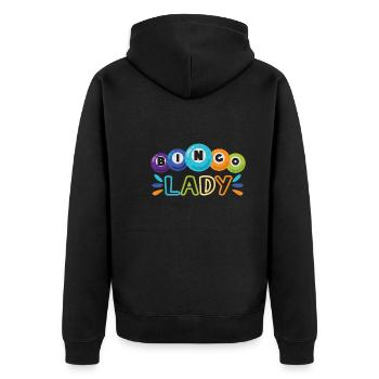 Bingo Card Game Grandma Bingo Player Bingo Cards - Unisex Premium Organic Zip Hoodie - black - Back - Nico (187cm)