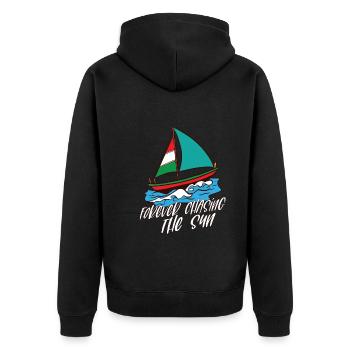 Sailing Sailboat Boating Retirement Plan Yacht - Unisex Premium Bio Zip Hoodie - Schwarz - Hinten - Nico (187cm)