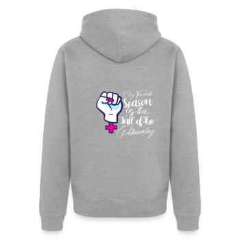 Féminisme Empowerment Pro-choix Pro Avortement - Veste à capuche bio Premium Unisexe - gris chiné - Dos - Nico (187cm)