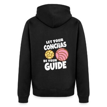 Spanish Humor Conchas Mexican Bread - Unisex Premium Organic Zip Hoodie - black - Back - Nico (187cm)