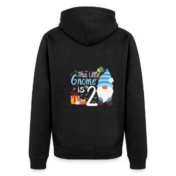 This Little Gnome Is 2 Birthday Boy - Unisex Premium Bio Zip Hoodie - Schwarz - Hinten - Nico (187cm)