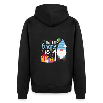 Dieser Kleine Gnom Ist 1 Geburtstagskind - Unisex Premium Bio Zip Hoodie - Schwarz - Hinten - Nico (187cm)