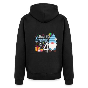 This Little Gnome Is 4 Birthday Boy - Unisex Premium Bio Zip Hoodie - Schwarz - Hinten - Nico (187cm)