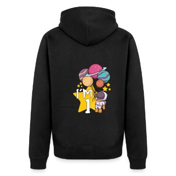 Astronaut Astronomie Sonnensystem Weltraum Kids - Unisex Premium Bio Zip Hoodie - Schwarz - Hinten - Nico (187cm)