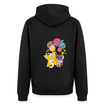 Astronaut Astronomie Sonnensystem Weltraum Kids - Unisex Premium Bio Zip Hoodie - Schwarz - Hinten - Nico (187cm)