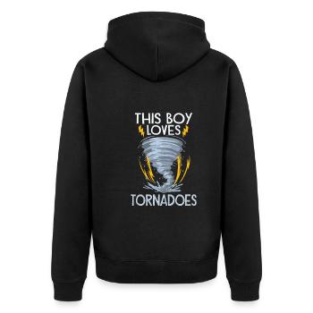 Meteorologie-kindertornado-sturm, Der Sturm-fan - Unisex Premium Bio Zip Hoodie - Schwarz - Hinten - Nico (187cm)