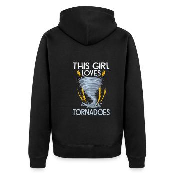 Meteorologie-kindertornado-sturm, Der Sturm-fan - Unisex Premium Bio Zip Hoodie - Schwarz - Hinten - Nico (187cm)