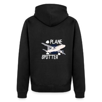 Aircraft Spotting Airplane Aircraft Spotter - Unisex Premium Bio Zip Hoodie - Schwarz - Hinten - Nico (187cm)