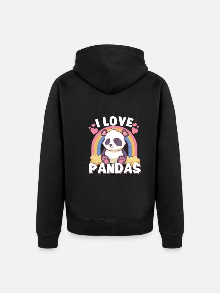 Pandabear Panda Bamboo Wildlife China - Unisex Premium Organic Zip Hoodie - black