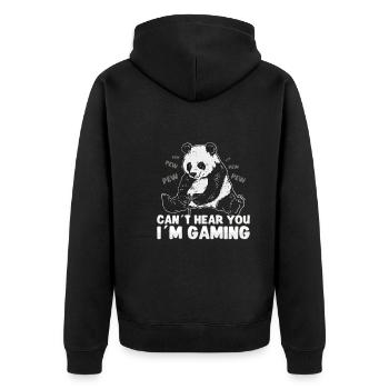 Panda Fan Gamer E-sport Gaming Pew Pew Pandafakas! - Veste à capuche bio Premium Unisexe - noir - Dos - Nico (187cm)