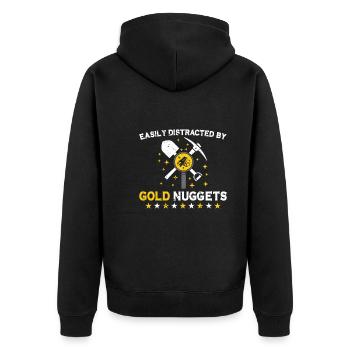 Goldgräber Goldbergbau Goldwaschen Goldmine - Unisex Premium Bio Zip Hoodie - Schwarz - Hinten - Nico (187cm)
