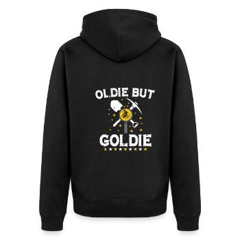 Goldgräber Goldbergbau Goldwaschen Goldmine - Unisex Premium Bio Zip Hoodie - Schwarz - Hinten - Nico (187cm)