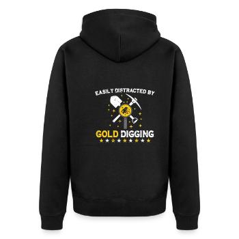 Goldgräber Goldbergbau Goldwaschen Goldmine - Unisex Premium Bio Zip Hoodie - Schwarz - Hinten - Nico (187cm)