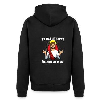 Jesus Christianity God Praying Prayer Pastor - Unisex Premium Bio Zip Hoodie - Schwarz - Hinten - Nico (187cm)