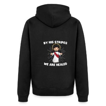 Jesus Christianity God Praying Prayer Pastor - Unisex Premium Bio Zip Hoodie - Schwarz - Hinten - Nico (187cm)