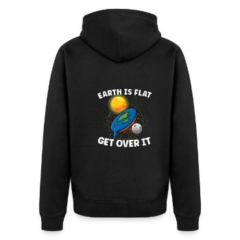 Flat Earth Theory Flat Earth Army Earth - Unisex Premium Bio Zip Hoodie - Schwarz - Hinten - Nico (187cm)