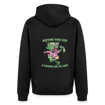 Hand Arm Amputee Assembly Required Amputation - Unisex Premium Organic Zip Hoodie - black - Back - Nico (187cm)